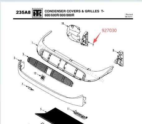 927030 BRACKET - coil (curbside),T600/T800 / T-600M T-800M 880Pro T-600R T-800R কভার সমর্থন